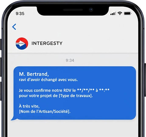 Modèle SMS suivi client artisan